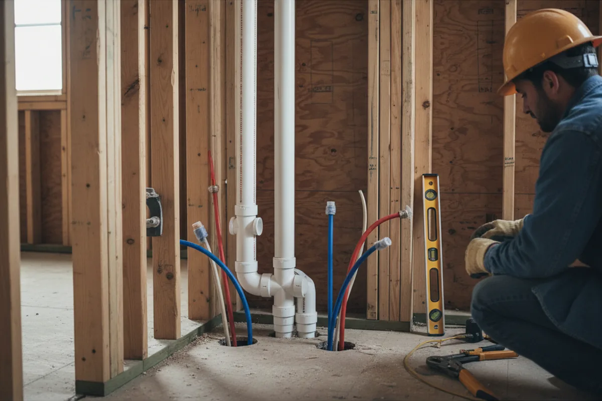 Drain and supply rough-in during Drain Cleaning in Pekin
