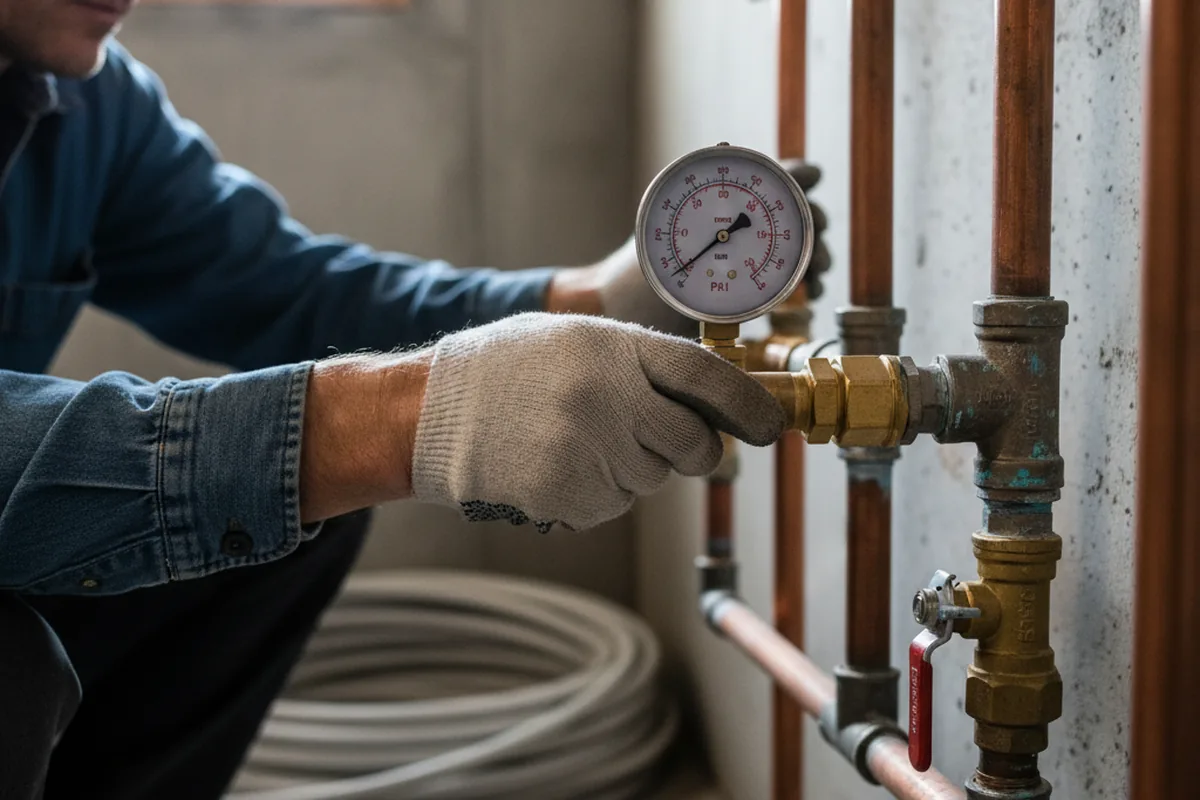 Pressure testing a repaired line during Water Line Repair in Pekin